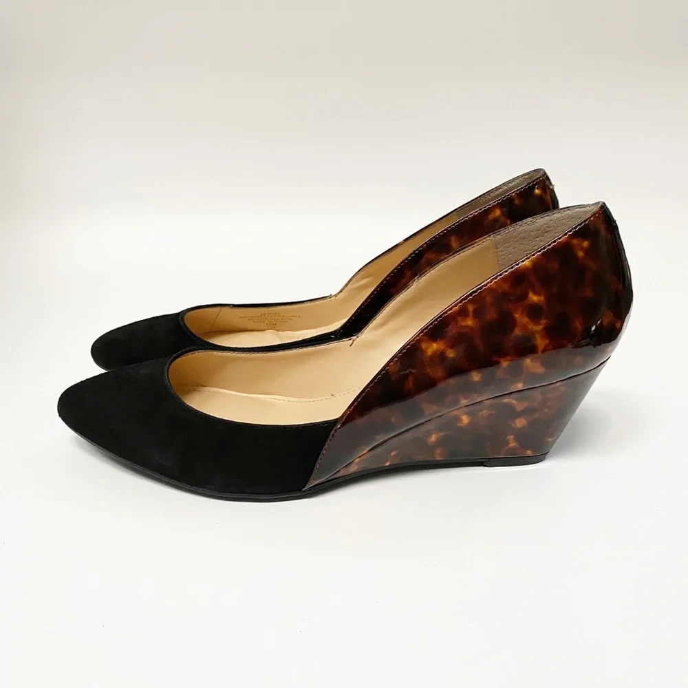 Audrey Brooke Tortoise and Suede Wedge Heels